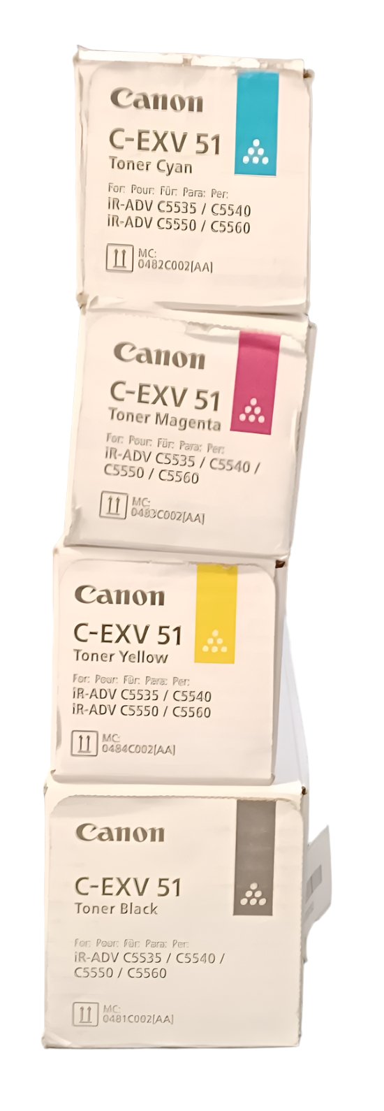 Geniune sealed Canon C-EXV 51 CMYK Toner Set f/ imageRUNNER ADVANCE